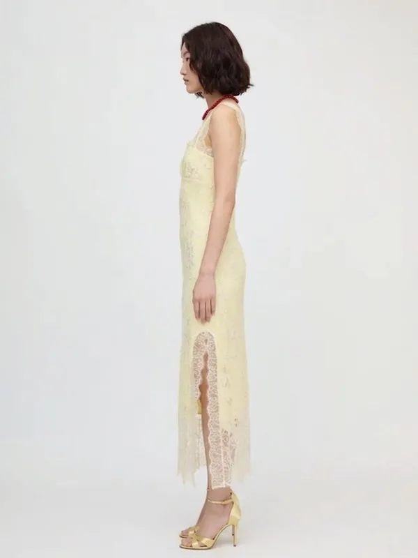 NWT Hill House Alba in Yellow White Lace Maxi Dress XS - Image 2