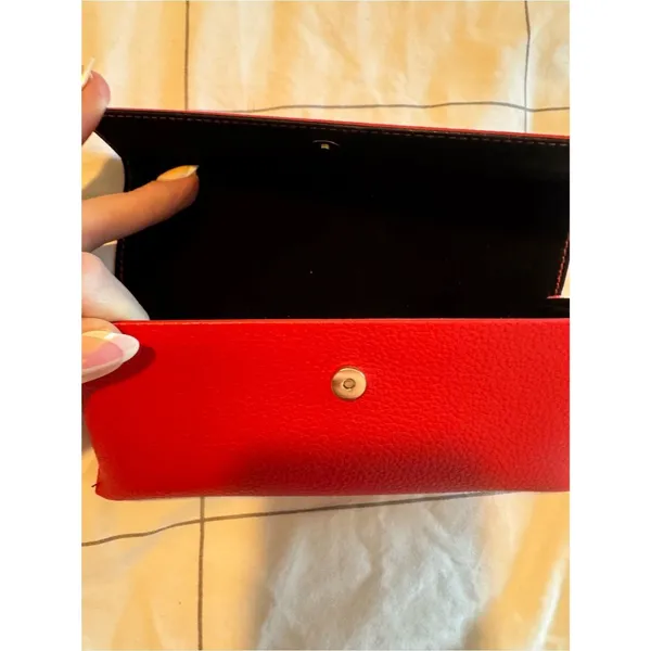 GUESS Red Pebbled Leather Glasses Case - Image 4