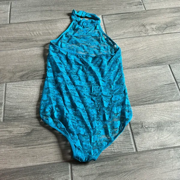 Fredericks of hollyw teal lace bodysuit - Image 3