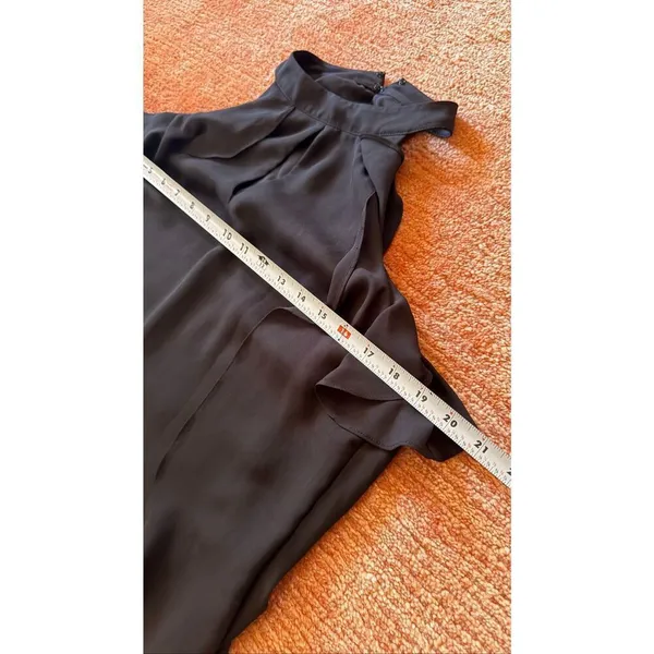 Nine West Ruffle Dress Size 6 Black High Neck Sleeveless Elegant - Image 4