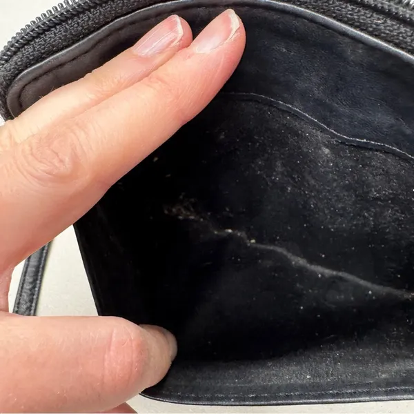 Perlina New York Black Leather Crossbody Bag Handbag Purse Womens Classic - Image 14