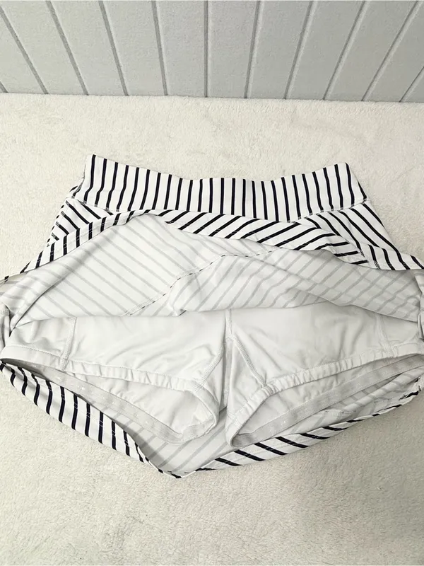 Southern Tide White and Navy Striped Skater Skirt Size‎ M - Image 8