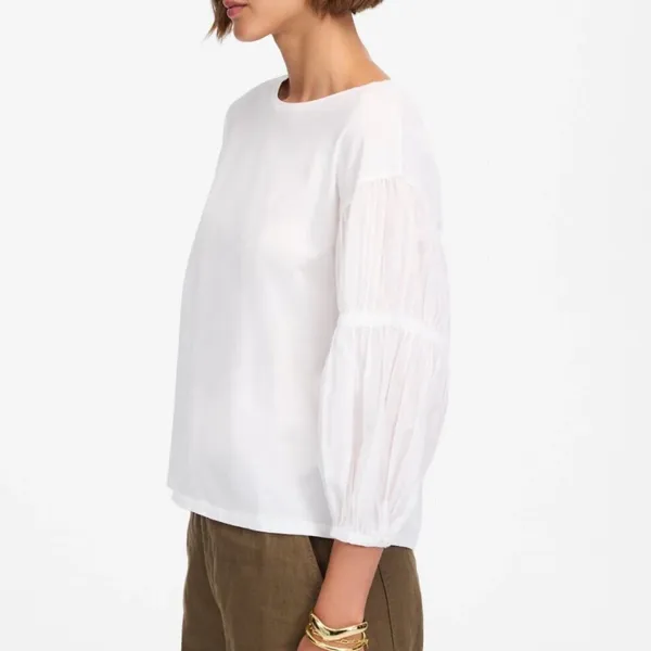 Madewell women’s Puff-Sleeve Drop-Shoulder Knit Oversized Top white Size XXS NWT - Image 2
