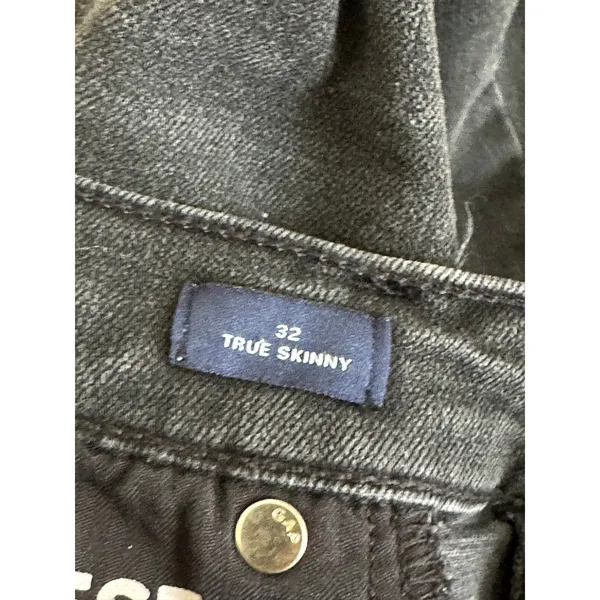 GAP Jeans Women 32 Black Denim True Skinny‎ Button Fly Raw Hem Cotton Blend - Image 6