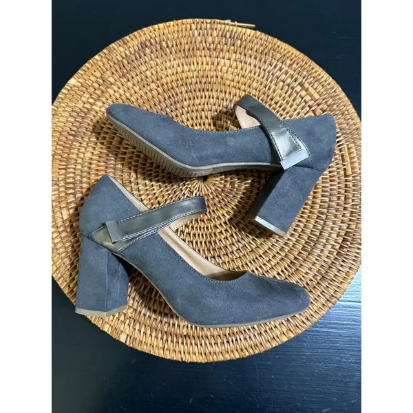 Dexflex Comfort Womens Grey Faux Suede Mary Jane Block Heel Pumps Size 7 - Image 5