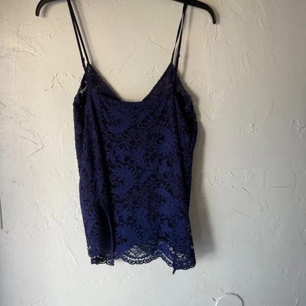 Zara Woman Navy Blue Lace Camisole‎ Tank Top V-Neck Whimsigoth Fairy - Image 8