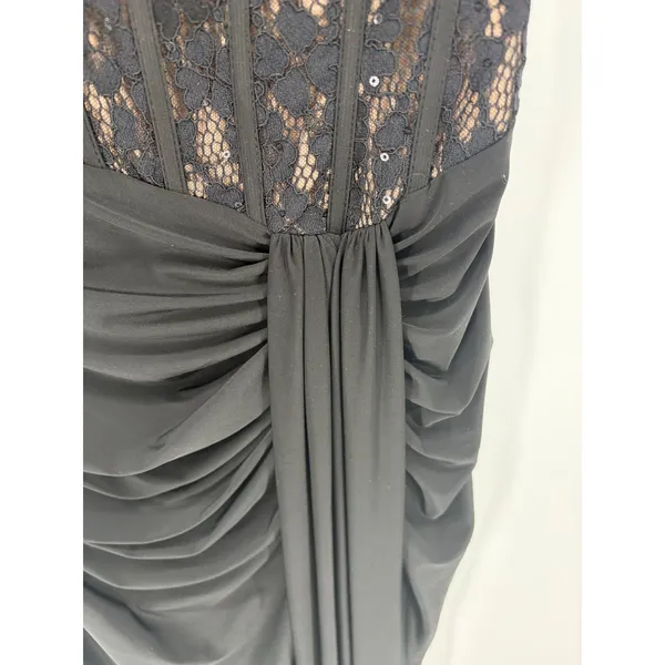 Betsy & Adam Gown Womens 2 Black Lace Corset‎ Sequin Ruched Formal Evening Dress - Image 5