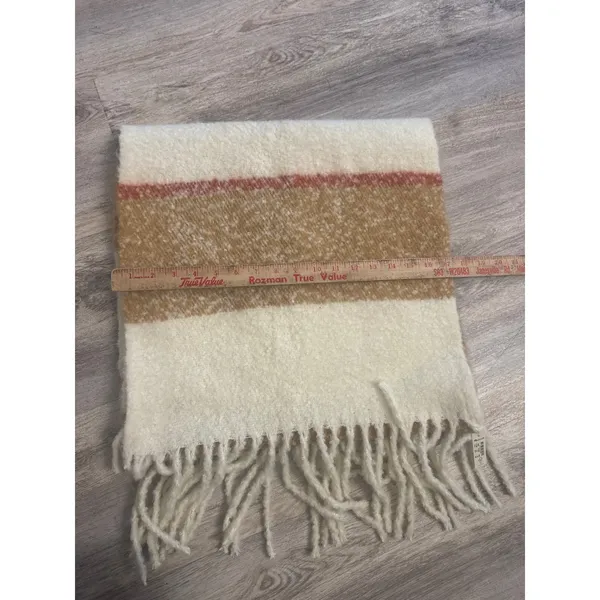 Madewell Striped Brushed Scarf Cream Tan Rust‎ NWT - Image 7