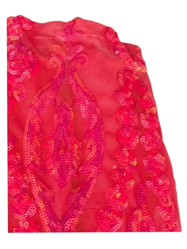Windsor 𒀭 Plunging V Neck Sequin Mesh X Back Bodycon Mini Dress 𒀭Hot Pink 𒀭Large - Image 7
