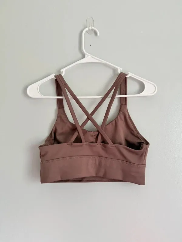 90 Degree by Reflex Strappy Longline Sports Bra Mauve Fits M - Image 2