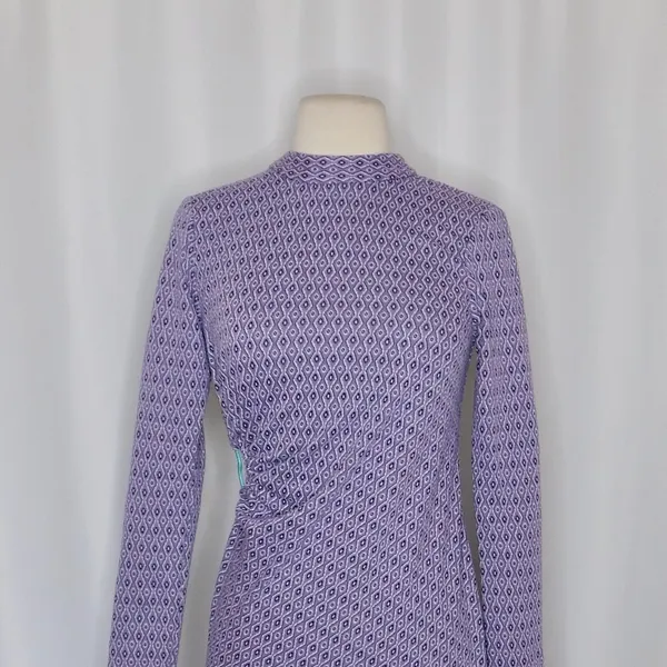 ZARA Lilac Jacquard Open Back Mini Dress Heart Detail Retro Knit Purple Small - Image 3