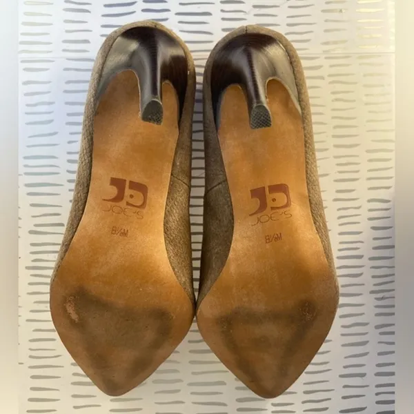 Joes Jeans‎ Womens Taupe Suede Snake Embossed Pointed Toe Stiletto Pumps Sz 8.5M - Image 6