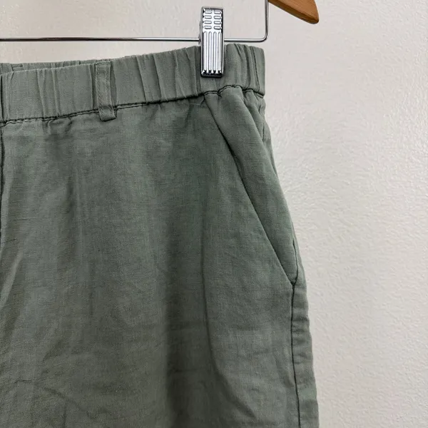 Quince Pants Womens Size M Green 100% Linen Elastic Waist Tapered Leg Casual - Image 4