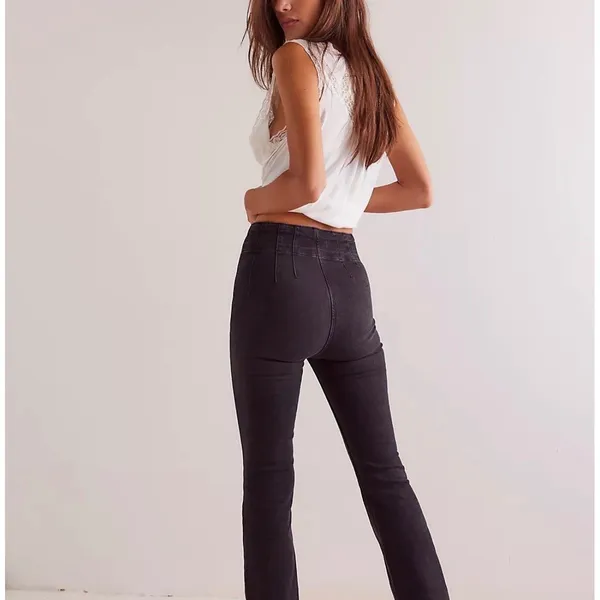 Free People We The‎ Free High Rise Skinny Jeans Dark Shadows Black Size 30 - Image 2