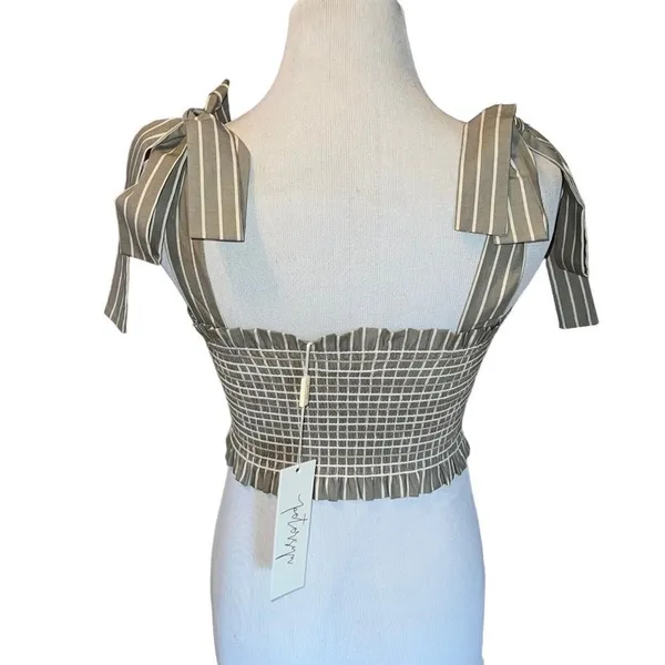 NEW Petersyn x Revolve Nola Striped Sonma Gray Tank Top Women Size XS Smocked‎ - Image 4