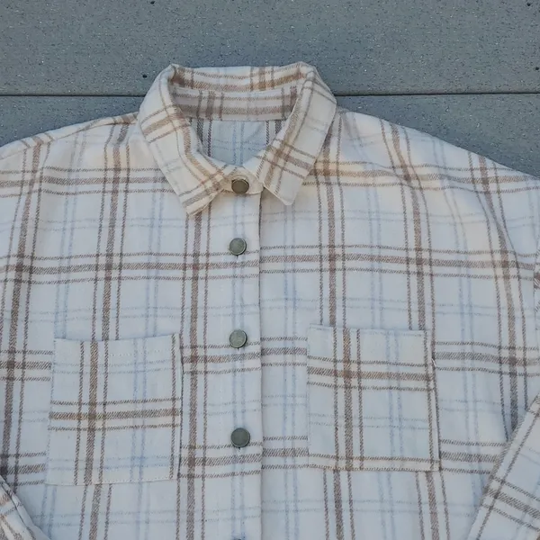 Plaid Flannel Shacket | Plaid Flannel Shirt Jacket Size L - Image 6