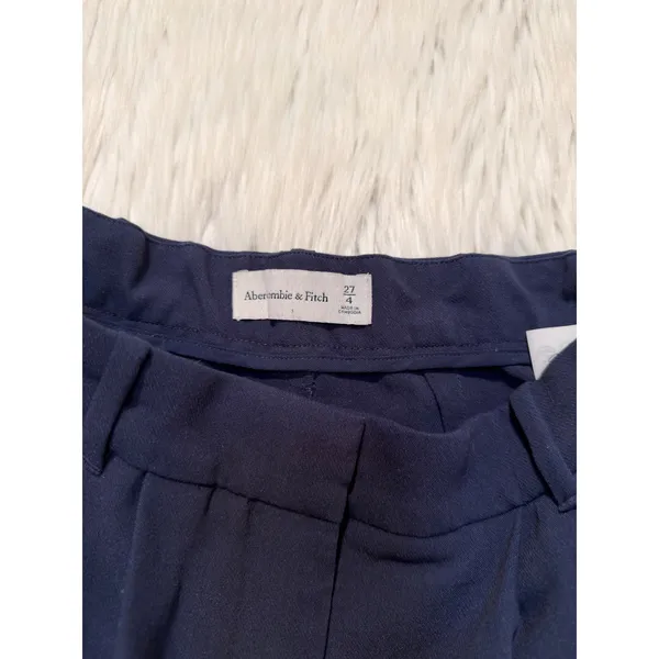 Abercrombie & Fitch Womens Sz 27/4 High Rise Pleated Wide Leg Trousers Navy Blue - Image 9