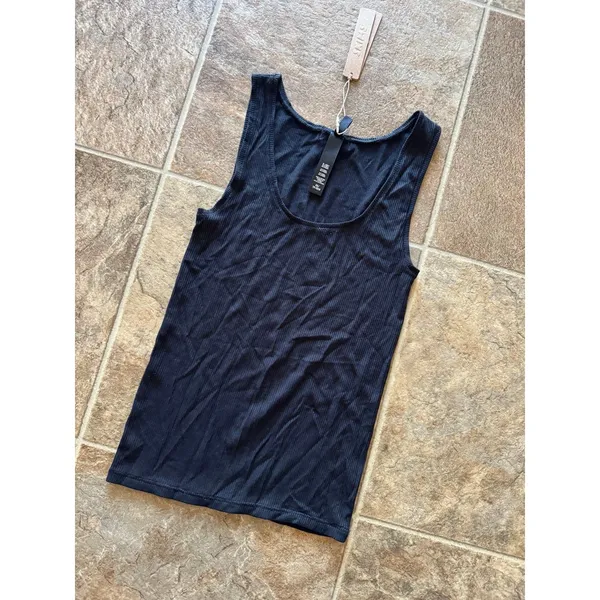 Skims Soft Lounge Ribbed Tank Top Onyx Size XS - Image 3