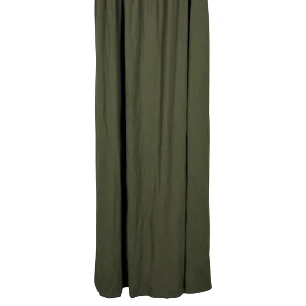 Lovestitch Smocked Ruffle Solid Maxi Dress Olive Green Boho Stretch Size S - Image 3
