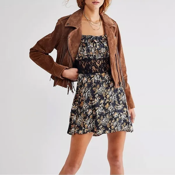 NEW Free People Lucie‎ Mini Dress in Brown Multi Size 8 - Image 8