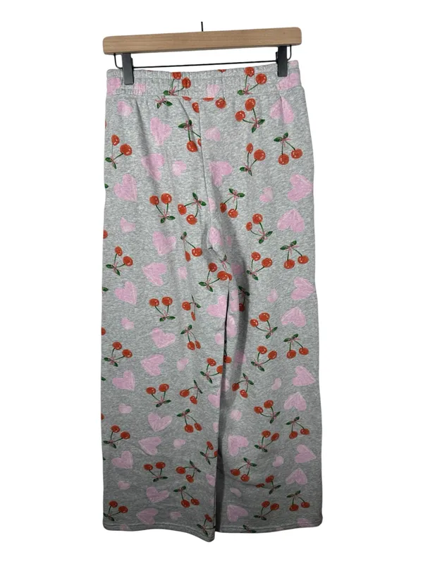 Zoe + Liv Lounge Pajama Pants Cherry‎ Heart Print Gray Women’s Size Small - Image 3