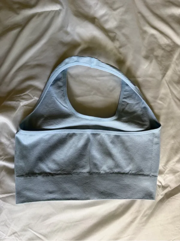 Light Blue Ribbed Sports Bra - Image 2