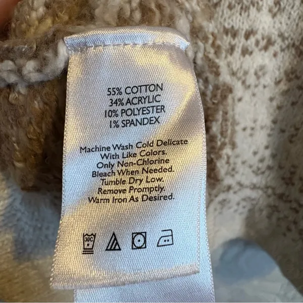 Eddie Bauer‎ Sweater Womens Large Cream Nordic Fair Isle Cottagecore Cowl Neck - Image 6
