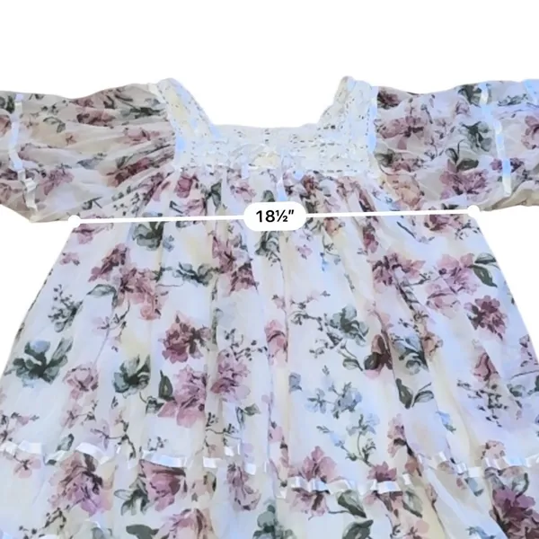 Olivaceous Floral Lace Babydoll Dress Women's Small Pink White Boho Cottage‎ - Image 11