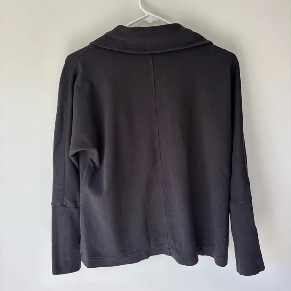 Pact Organic Cotton Airplane Relaxed Blazer Sweater Black Button Front Comfort - Image 10