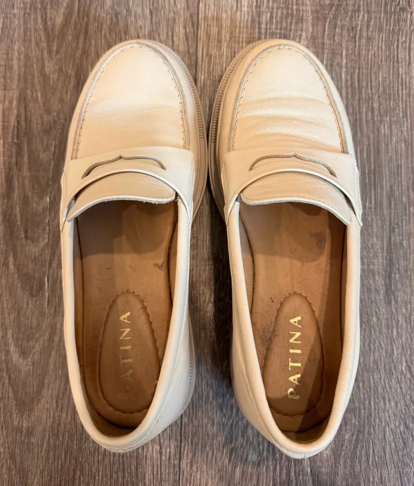 Patina Cream/White Platform Loafers (Leather) White Size 6.5 - Image 2