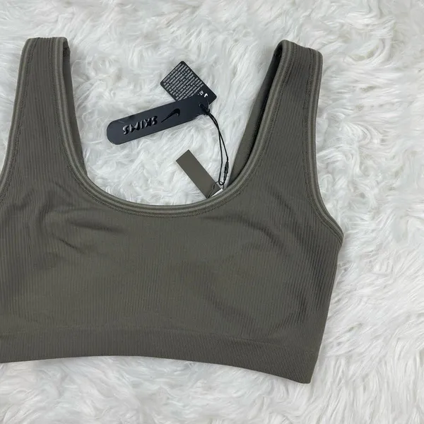 Nike Skims Ribbed Seamless Scoop Bra Dusty Oakmoss Dune Size Small - Image 4