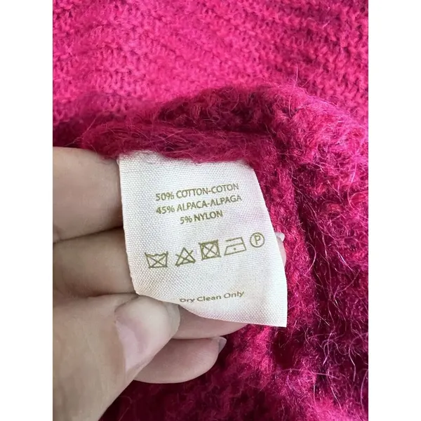Free People All Mine Sweater Raspberry Size XS Pink V Neck Alpaca Wool - Image 6