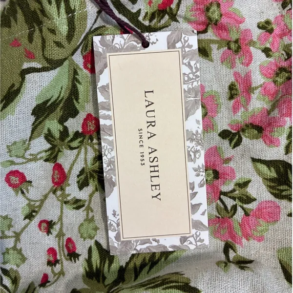Laura Ashley Linen Blend‎ Floral Shift Dress Scalloped Hem Pink Green M - Image 6
