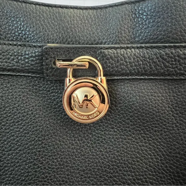 Michael Kors‎ Black Pebbled Leather Crossbody Bag - Gold-Tone Hardware - Image 2