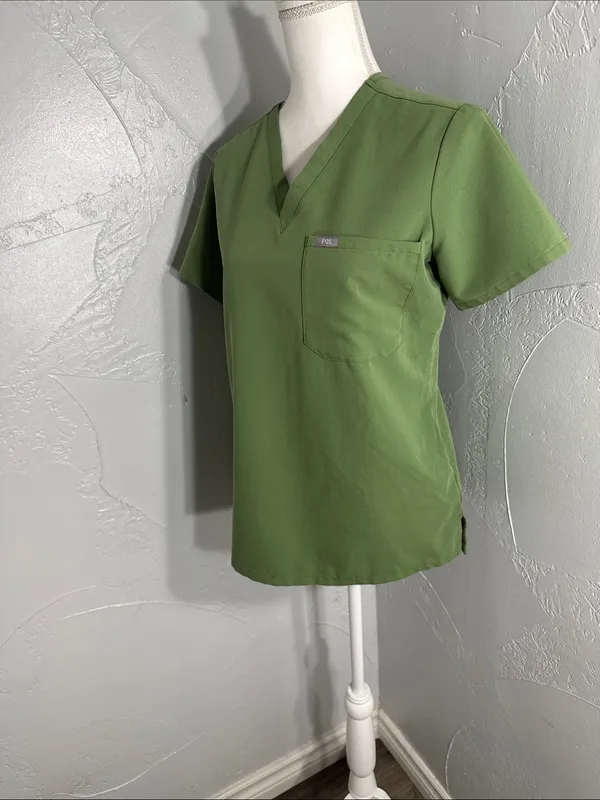 Figs Olive Green V-Neck Scrub Top - Image 6
