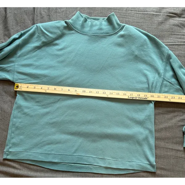 Vintage Pari Sport Club Mock Neck Shoulder Pad Sweatshirt Sage Green Womens M - Image 7
