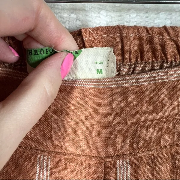 Anthropologie‎ Orange Striped Portia Linen Wide Leg Tie Waist Pants - Image 6