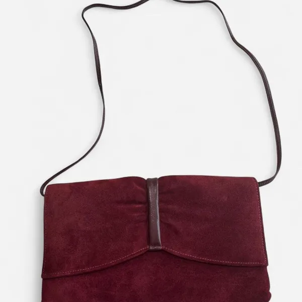 Red and Black Suede Clutch Bag for Women - Classic Minimalist - Image 2