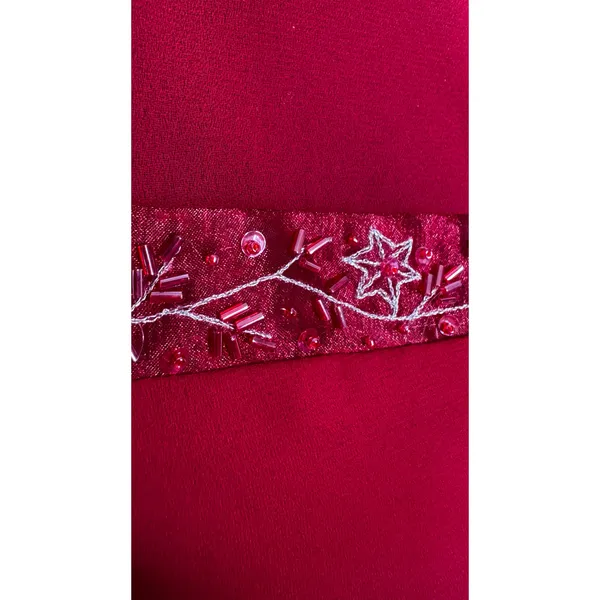 1990s Y2K Michaelangelo Red Beaded Chiffon Evening Gown size 8 - Image 9