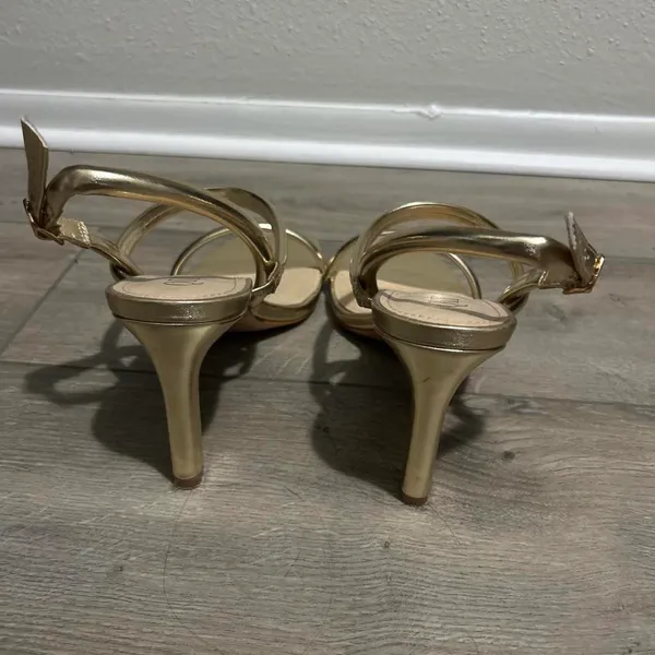 Gold Metallic Sandal Heels Size 8 - Image 2