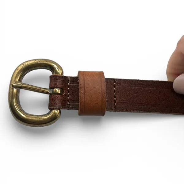Vintage 90's Fossil women's M studded leather belt brown brass buckle - Image 4