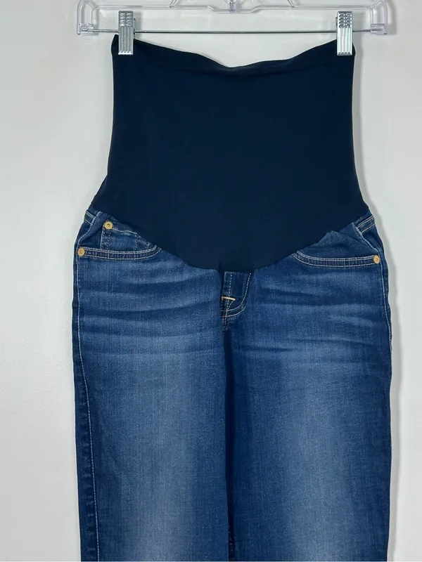 7 For All Mankind Maternity Skinny Jeans Size 26 Dark Wash Full Belly Panel - Image 2
