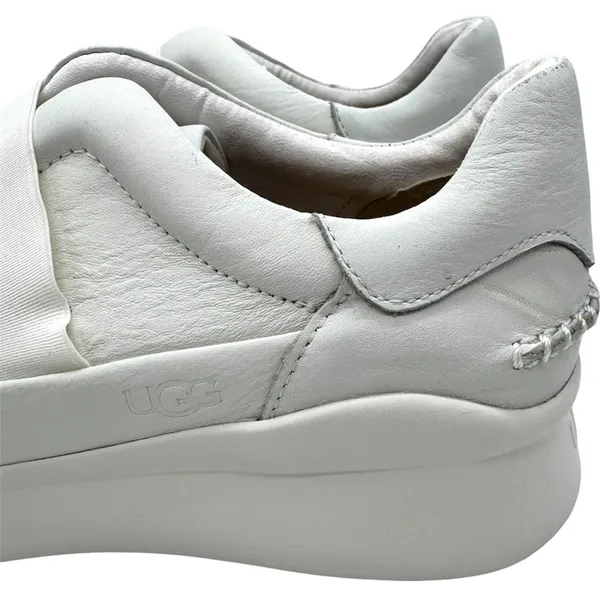 Women’s UGG Libu Stretchy White Leather Slip On Sneakers Sz 8.5 Elastic Narrow - Image 6