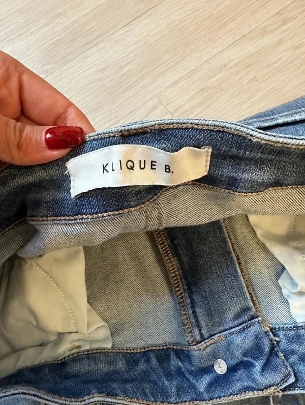 Klique B Women's Flare Jeans Blue Frayed Hem - Image 2
