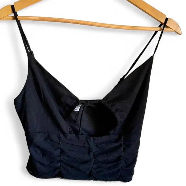Urban Outfitters Out From Under Moonbeam Ruched Mesh Cami - Black - Size Medium - Image 4