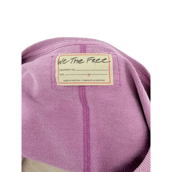Free People‎ We The Free Oversized V Neck Raw Seam Sweatshirt Purple Small - Image 8
