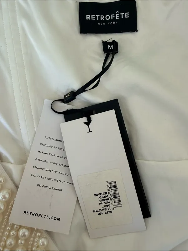 Retrofête NWT Deema Pearl Embellished Strapless Wedding Bridal Mini Ivory Med - Image 10
