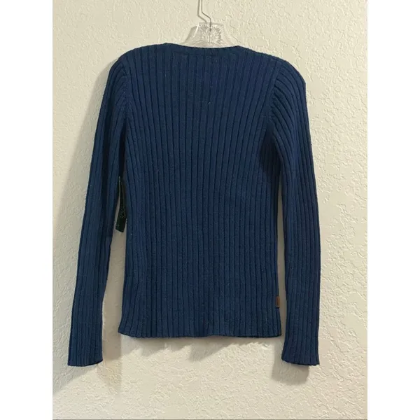 Vintage Lauren Ralph Lauren Womens Rib Knit Sweater Leather tie S New - Image 3