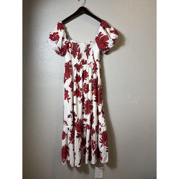 Abercrombie & Fitch Emerson Off‎ Shoulder Floral Midi Dress XSP Petite - Image 3