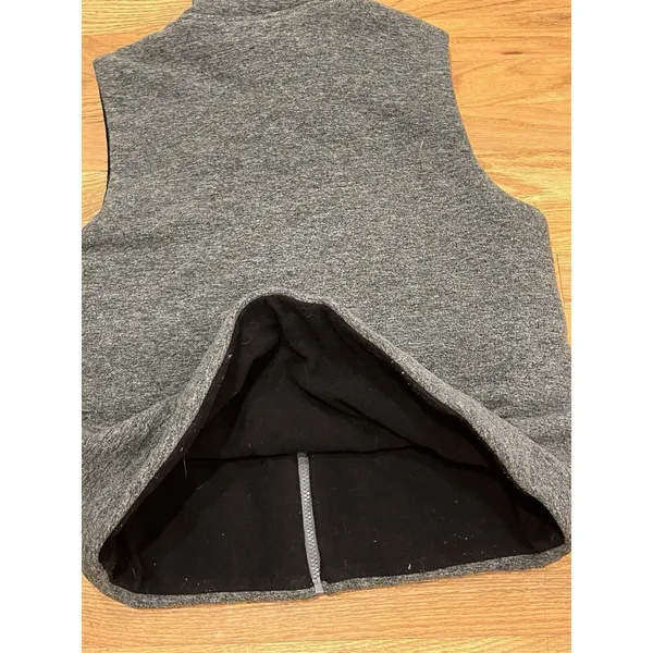 Lauren Ralph‎ Lauren Women Vest Size Medium Patch Gray Grey Zip Front Collar - Image 4